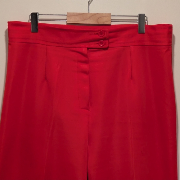 1970s Simpsons Sears L/XL Bright Red Crease Front Cuff Trousers - SEE SIZE NOTES - Picture 2 of 9